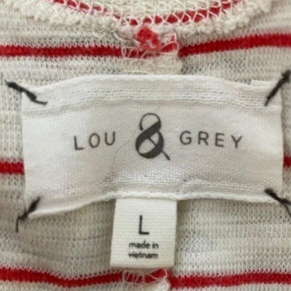 Lou & Grey Striped Racerback Mini Dress Cream Red Knit Sleeveless L - Picture 5 of 7
